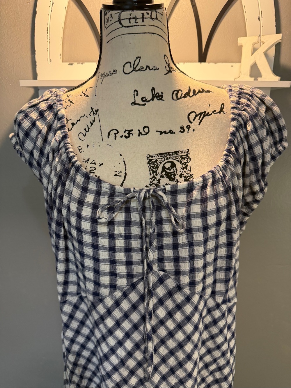 UNIVERSAL THREAD NAVY & WHITE GINGHAM MAXI DRESS SZ XXL - Picture 2 of 8